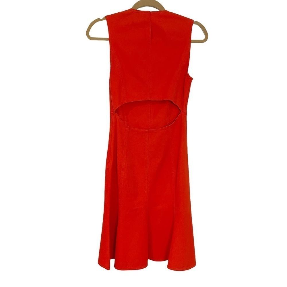 Derek Lam 10 Crosby Paneled Back Cut Out Fit-and-Flare Dress Bright Coral Size 0 - Picture 6 of 10